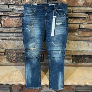 Smoke Rise NYC Slim Fit Distressed Blue Denim Jeans